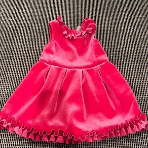 Pink Ruffled Velvet Dress 3T